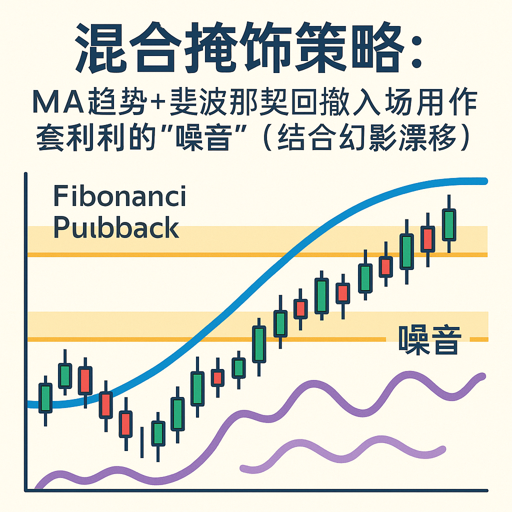混合掩蔽策略：MA 趋势 + 斐波那契回撤入场，作为套利的“噪声
